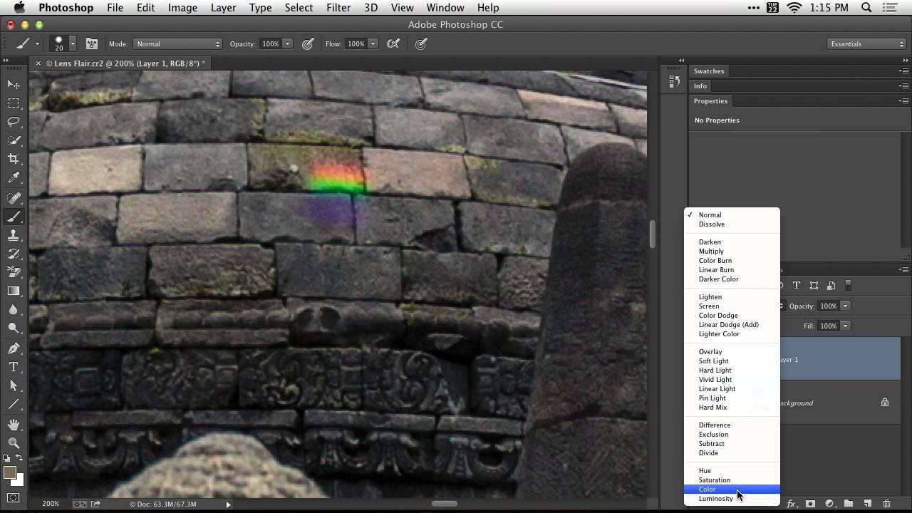 How to Paint Out Lens Flare in Photoshop Using Color Blend Mode (No Messy Selections Required)