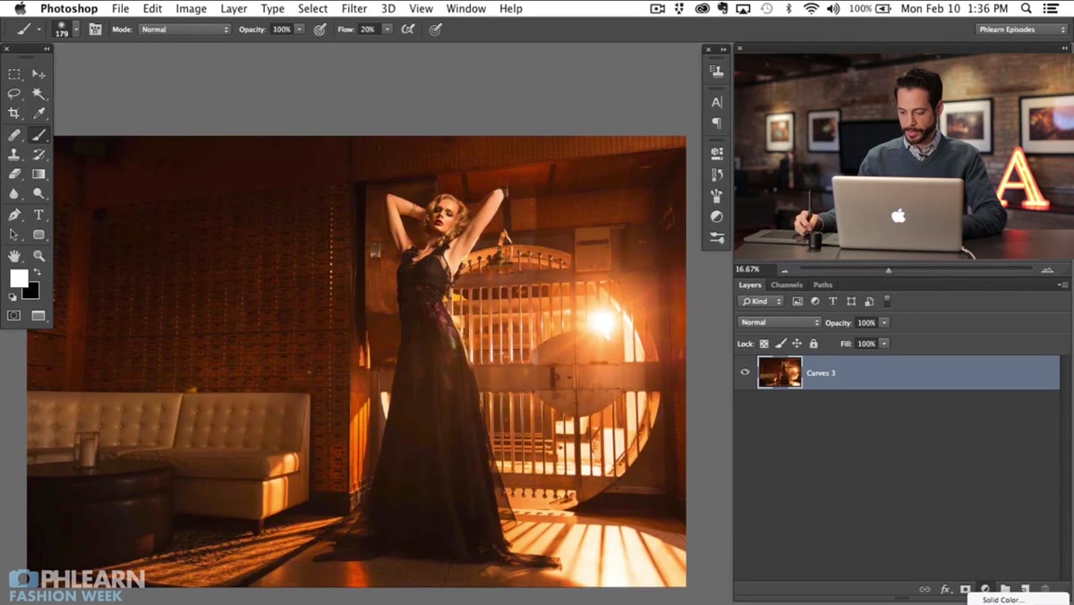 Curves adjustment layer open in Photoshop panel