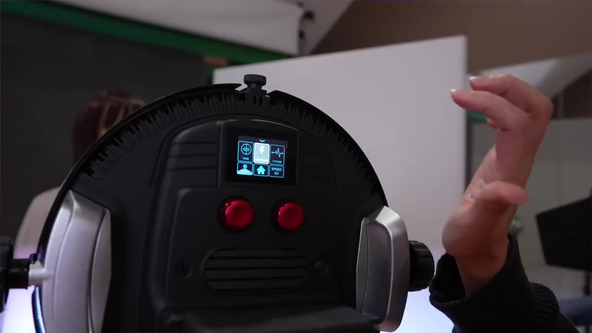 Rotolight Aeos 2 LED panel displayed with effects demo
