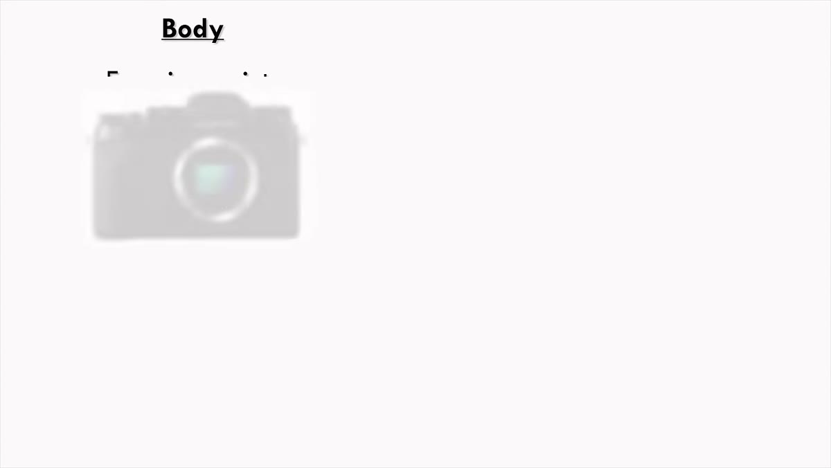 Diagram or on-screen text listing body vs lens attributes