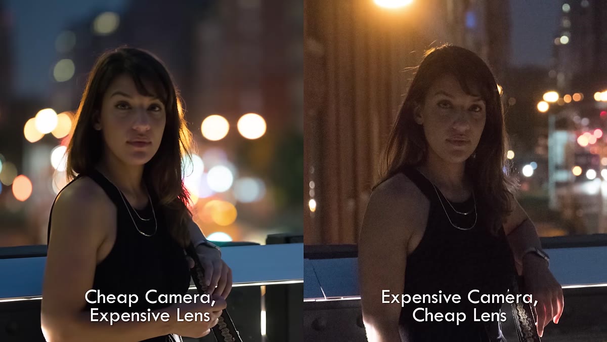 Side-by-side portrait comparison, fast lens vs kit lens