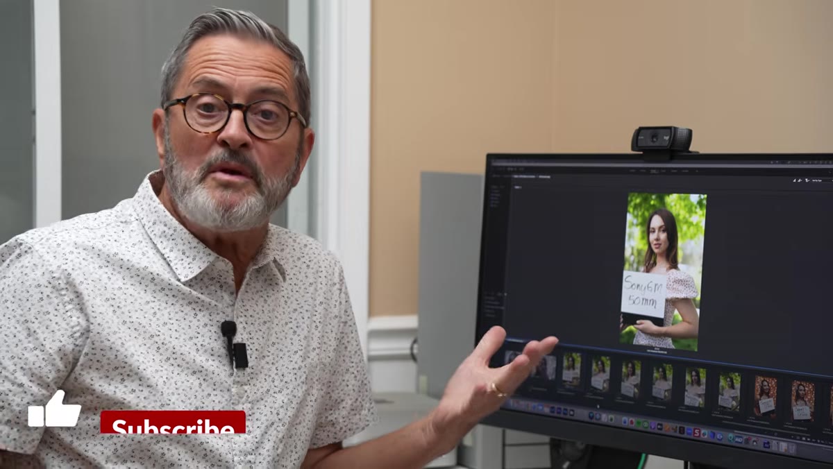 Side-by-side lens comparisons displayed on computer monitor