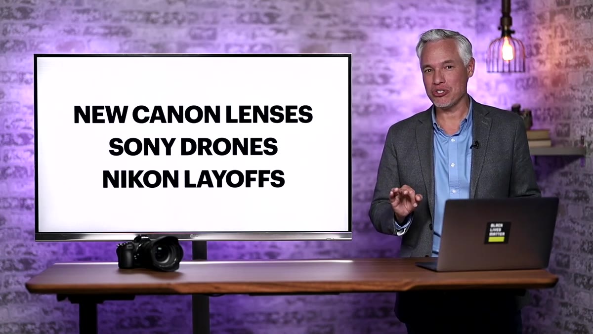 Nikon layoffs news headline displayed on screen
