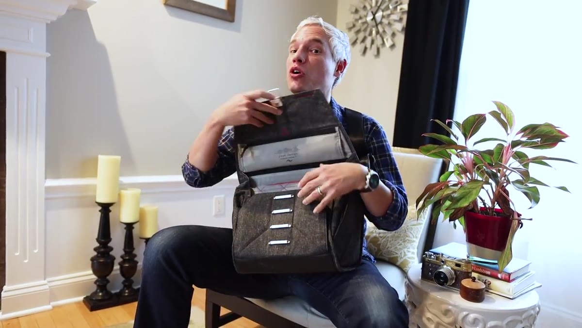 Tony holding the Parrot Anafi drone, showing its compact size