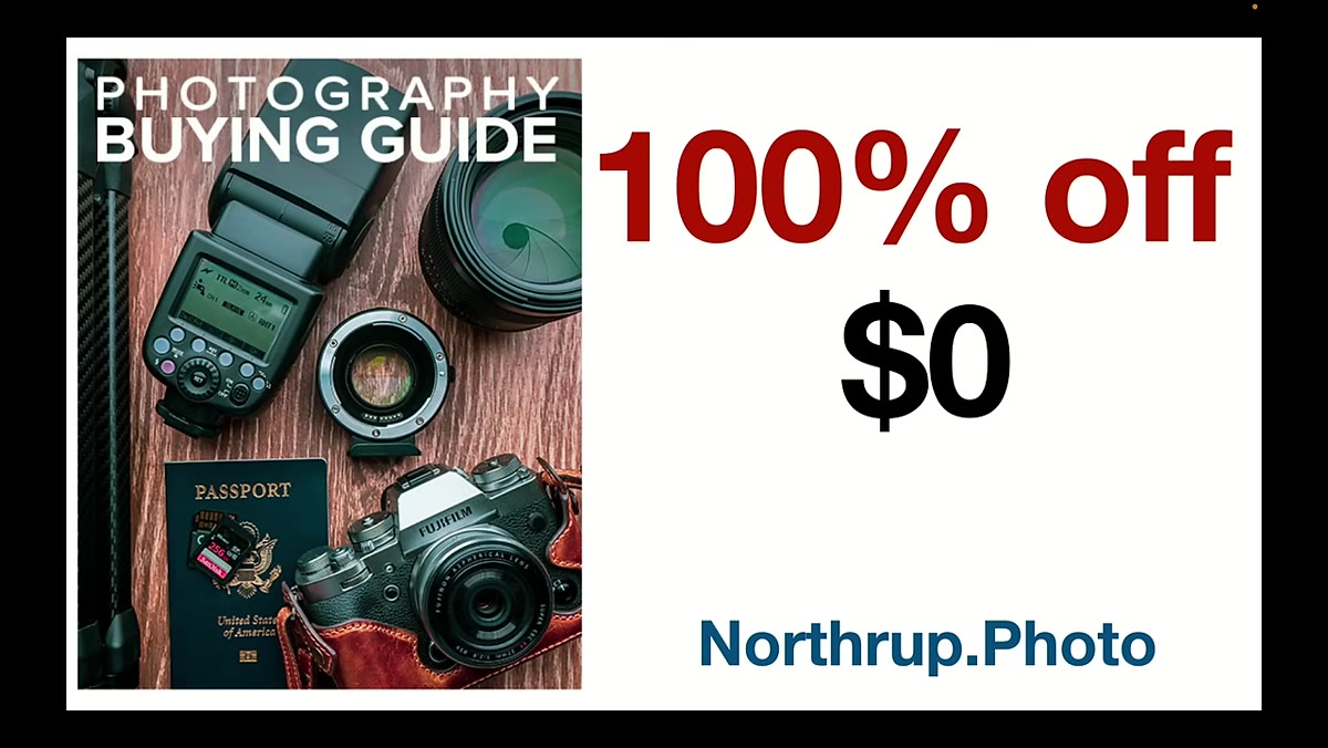 Tony holding up the free photography buying guide offer