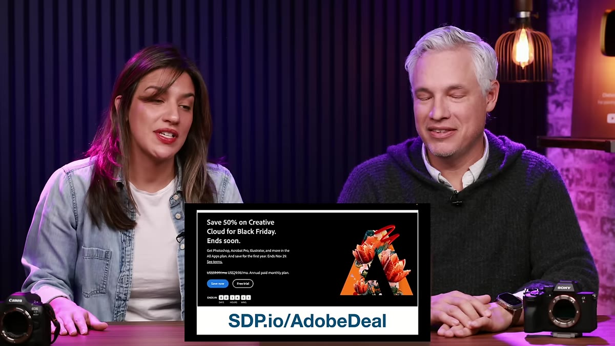 Adobe pricing page showing 50% off deal highlighted