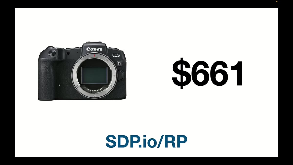 Canon RP product listing at $661 on screen