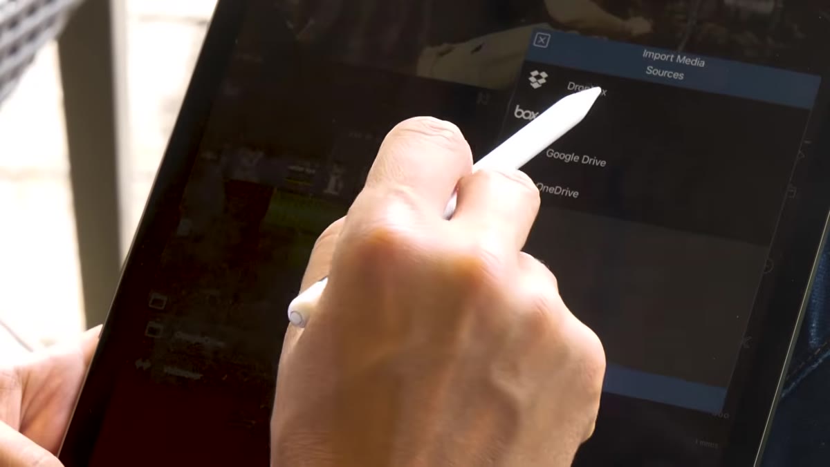 LumaFusion import screen showing Dropbox, Google Drive, Box, OneDrive options