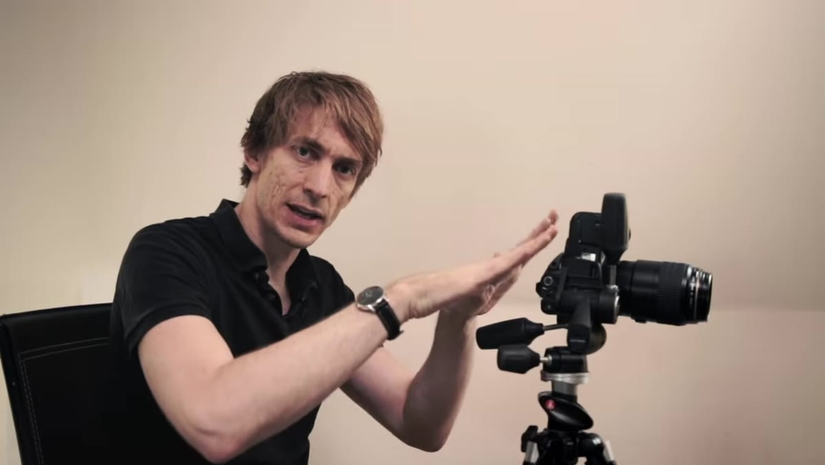 Tucker moving into camera position while discussing composition angles