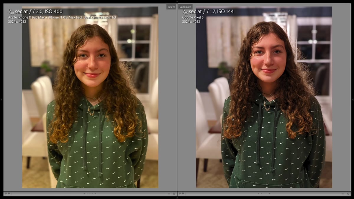 Portrait comparison between Pixel 5 and iPhone 11 Pro Max