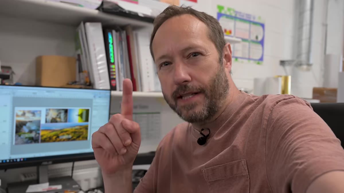 Printer software showing image layout on a large panel grid