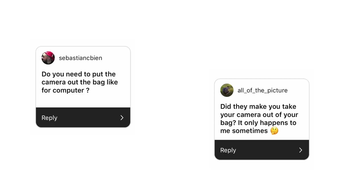 Discussion of camera gear going through airport X-ray inspection