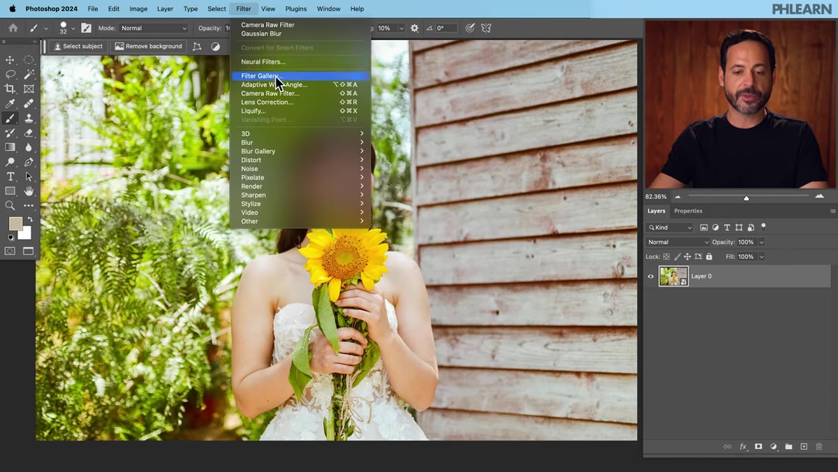 Navigating to Camera Raw Filter under the Filter menu