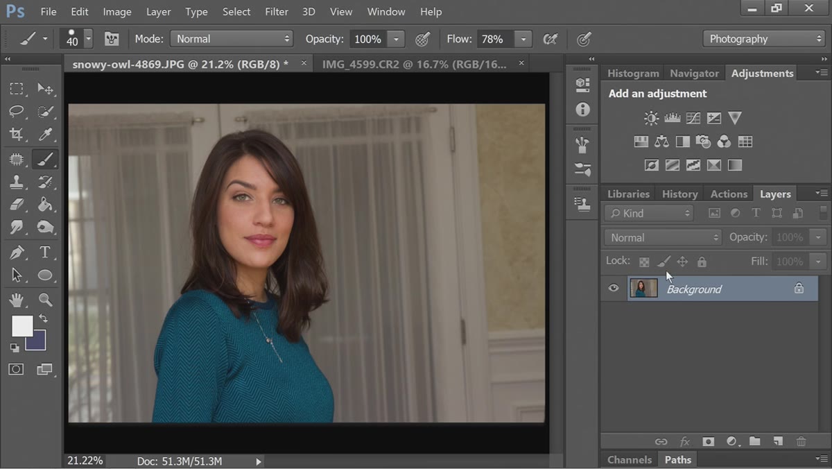 Photoshop layers panel with locked background layer visible