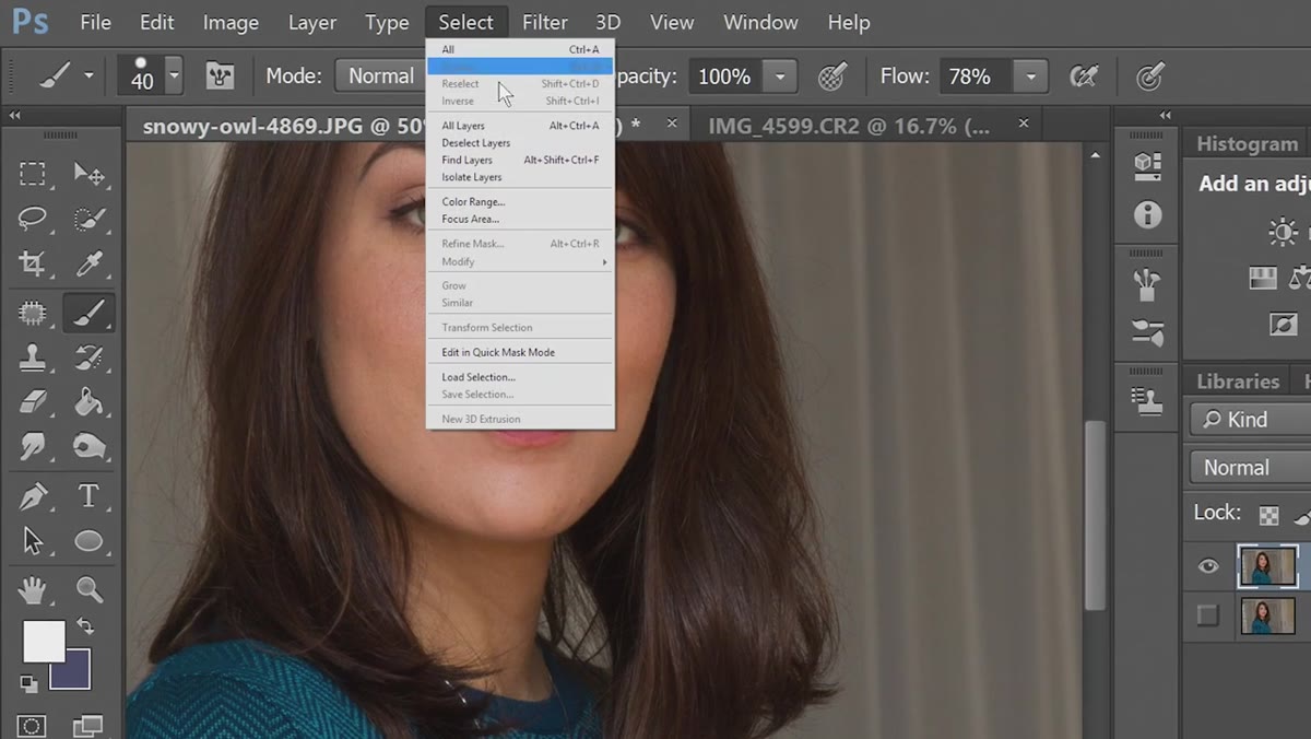 Select menu open with Focus Area option highlighted