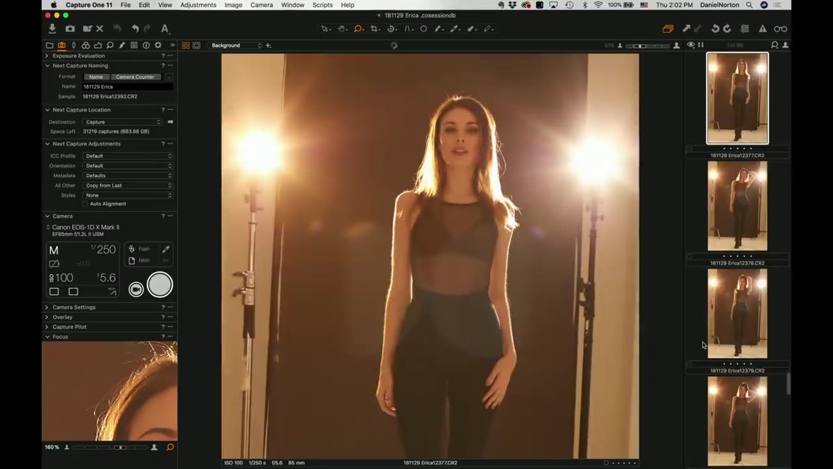 Reviewing shots on camera, noticing silhouette frames from fast shooting