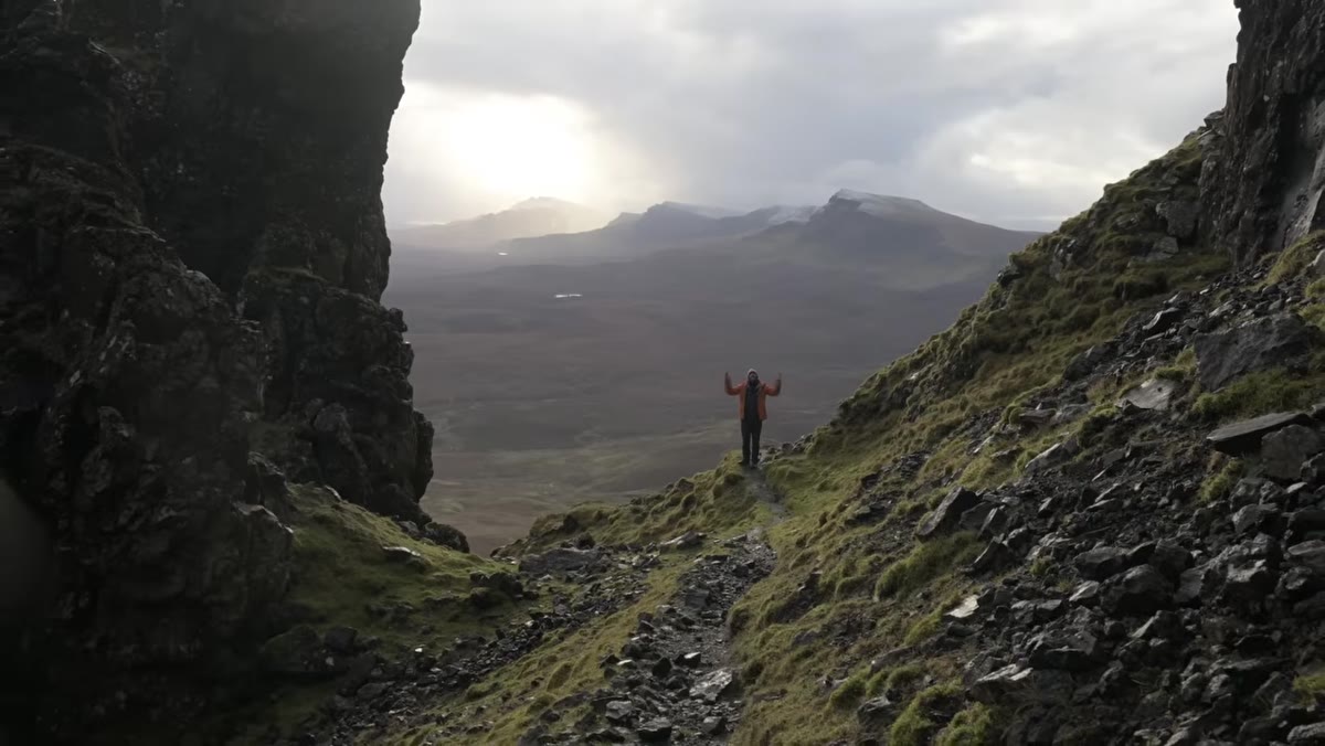 Aerial or ground view of Quiraing cliffs on Isle of Skye