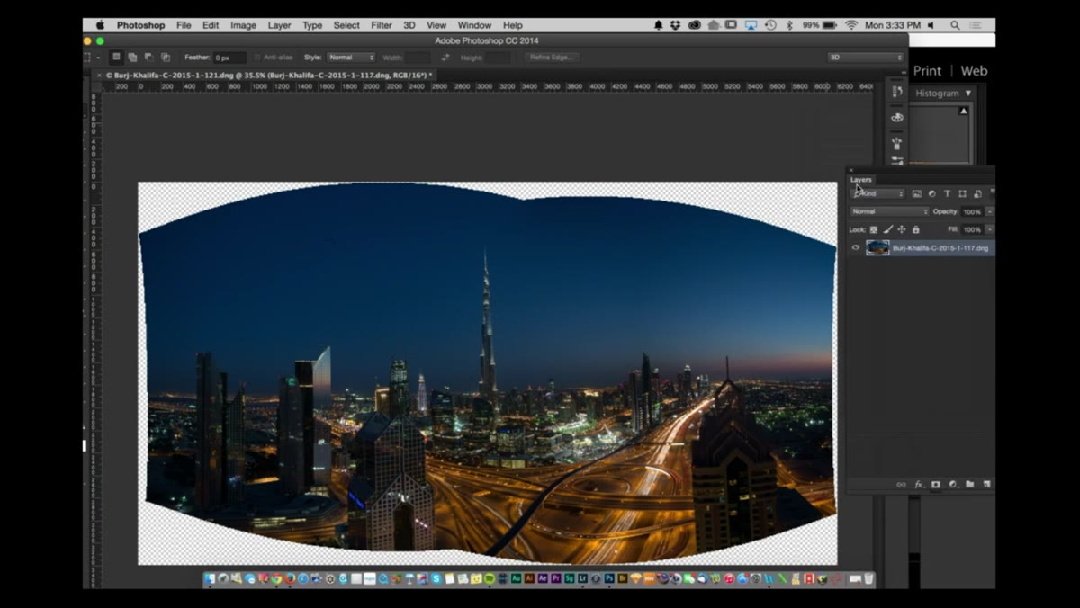 Layers panel in Photoshop showing merged panorama layers