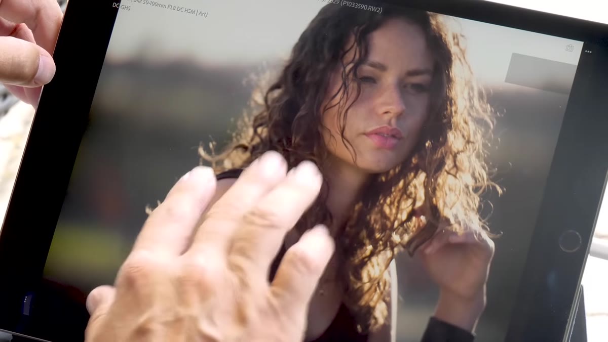 Zooming into portrait to check sharpness on iPad screen
