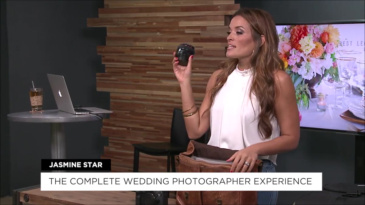 Jasmine Star holding the Canon 50mm 1.2 lens