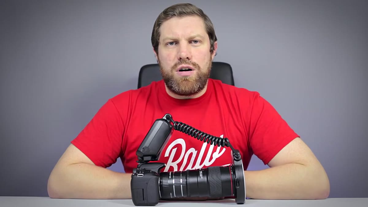 Adam explaining one-to-one magnification ratio on camera
