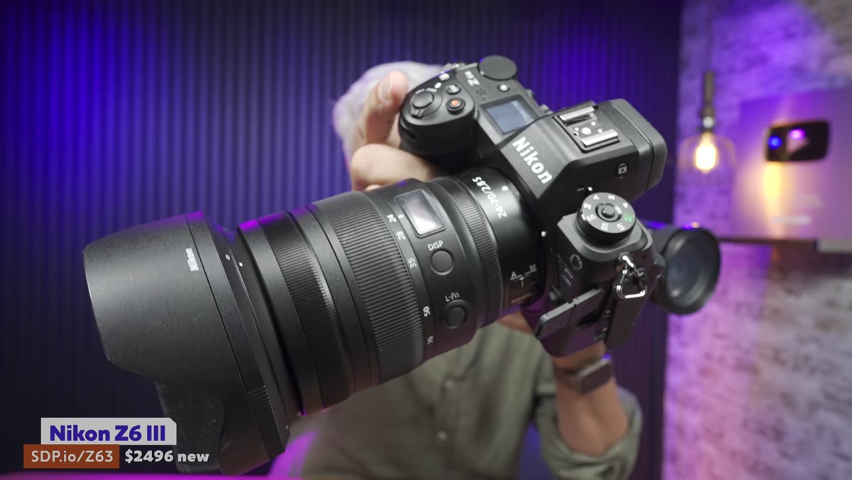 Nikon Z6 III 6K 60fps spec displayed on screen