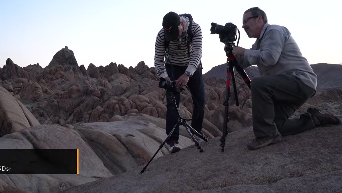 Tony using tilt screen on tripod without crouching
