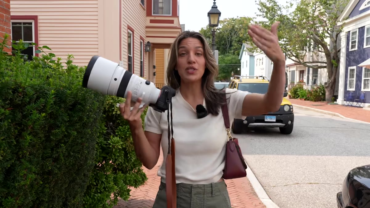 Side-by-side comparison showing wide vs telephoto facial compression