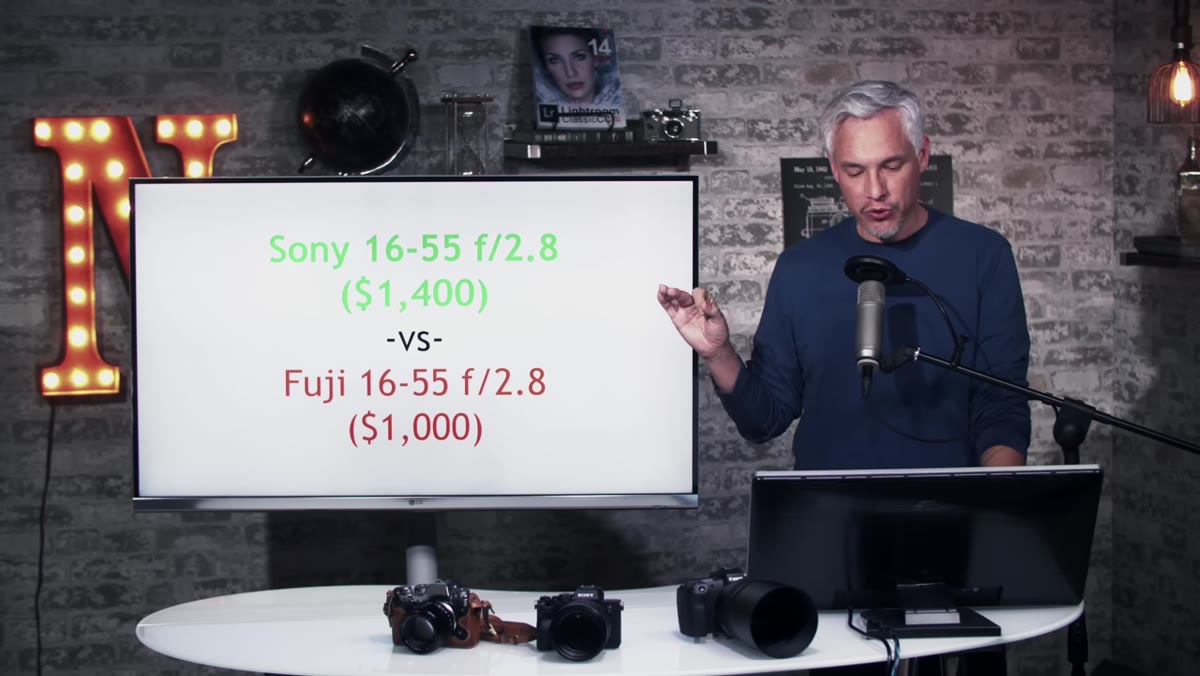 Sony 16-55mm f/2.8 and Fuji 16-55mm f/2.8 side by side