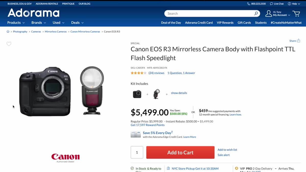 Canon R3 deal with $500 discount and free flash bundle highlighted