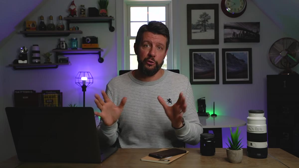 Denney reviewing his Lightroom lens usage statistics