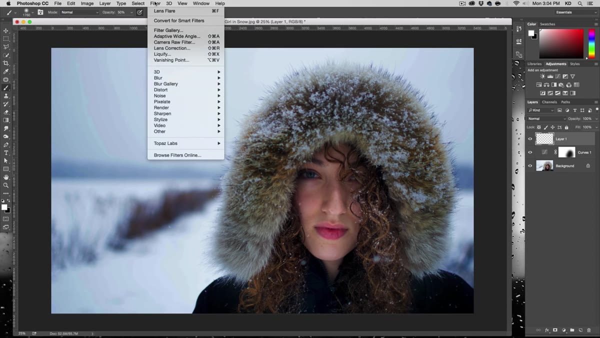 Photoshop error when applying lens flare to transparent layer