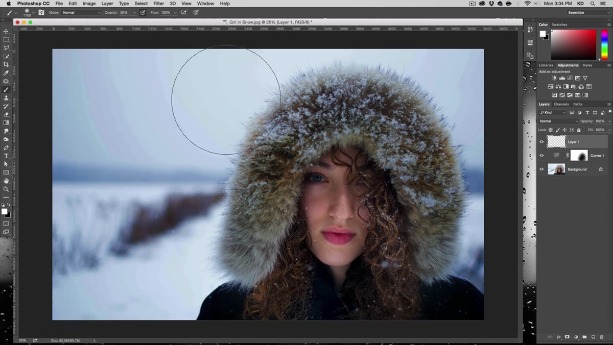 New layer filled with black set to Screen blend mode