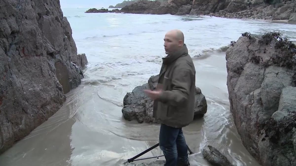 Karl capturing wave movement through the rocky gully