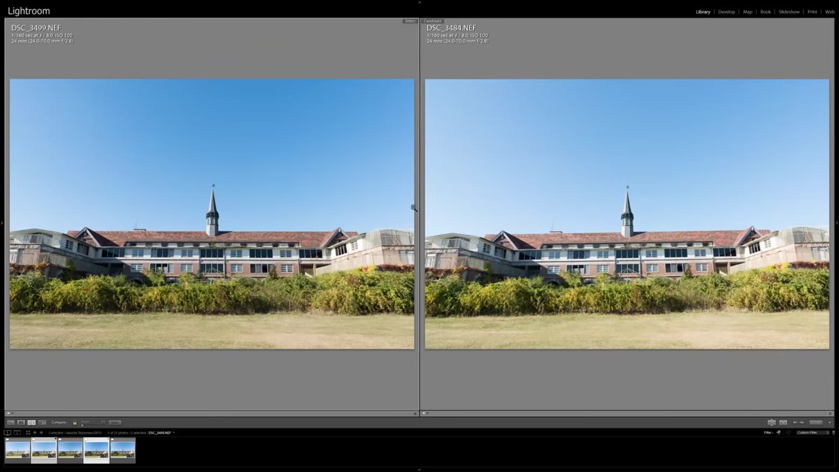 Zoomed-in crop comparison at f/8, both lenses