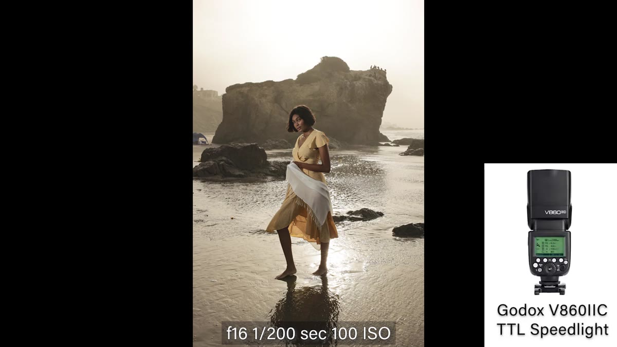 Deep backlit shot with Godox V862 fill light on subject&rsquo;s face