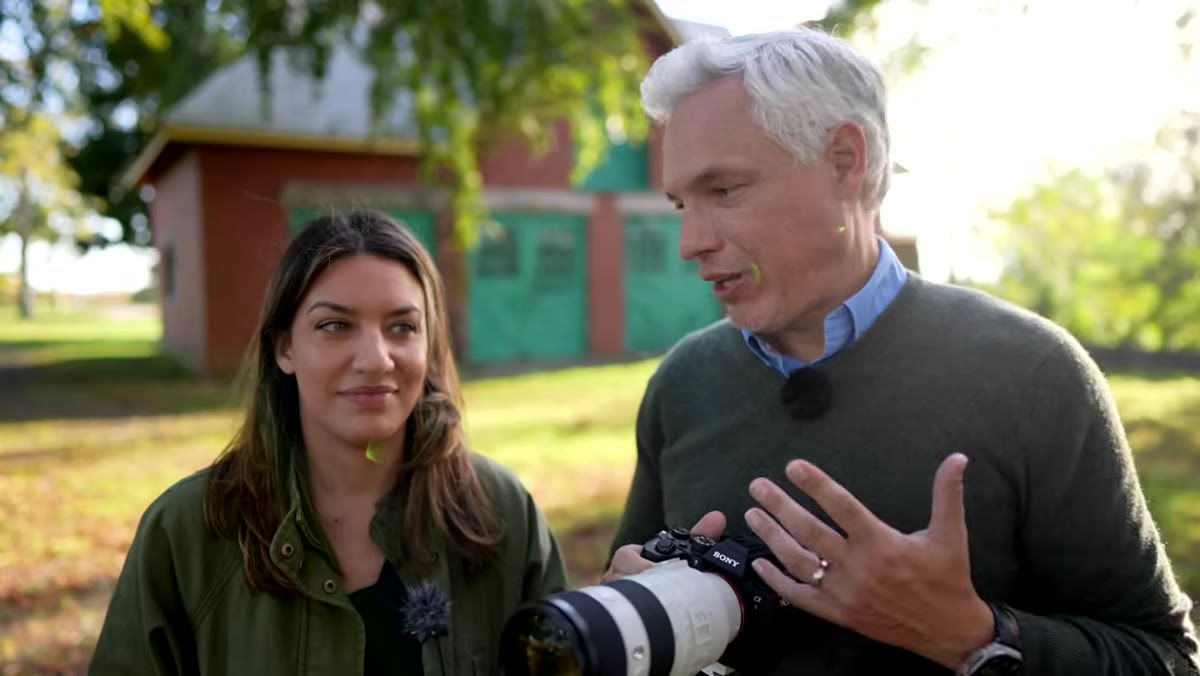 Tony and Chelsea introducing portrait lens recommendations outdoors
