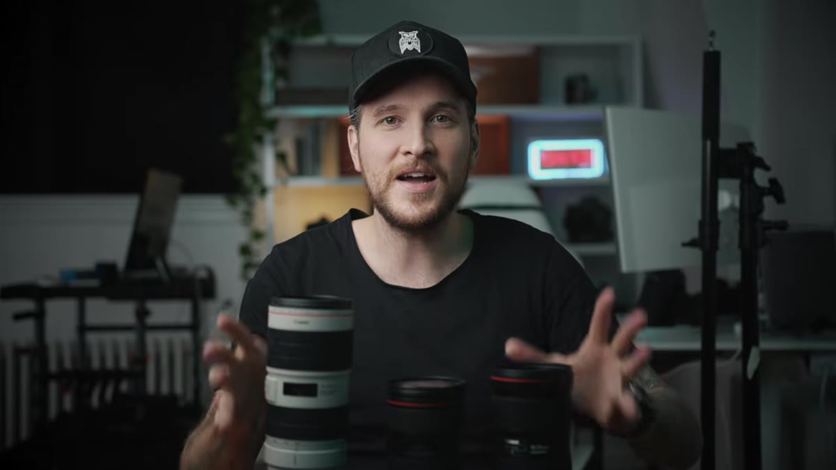 Three lenses laid out representing wide, mid, and telephoto ranges