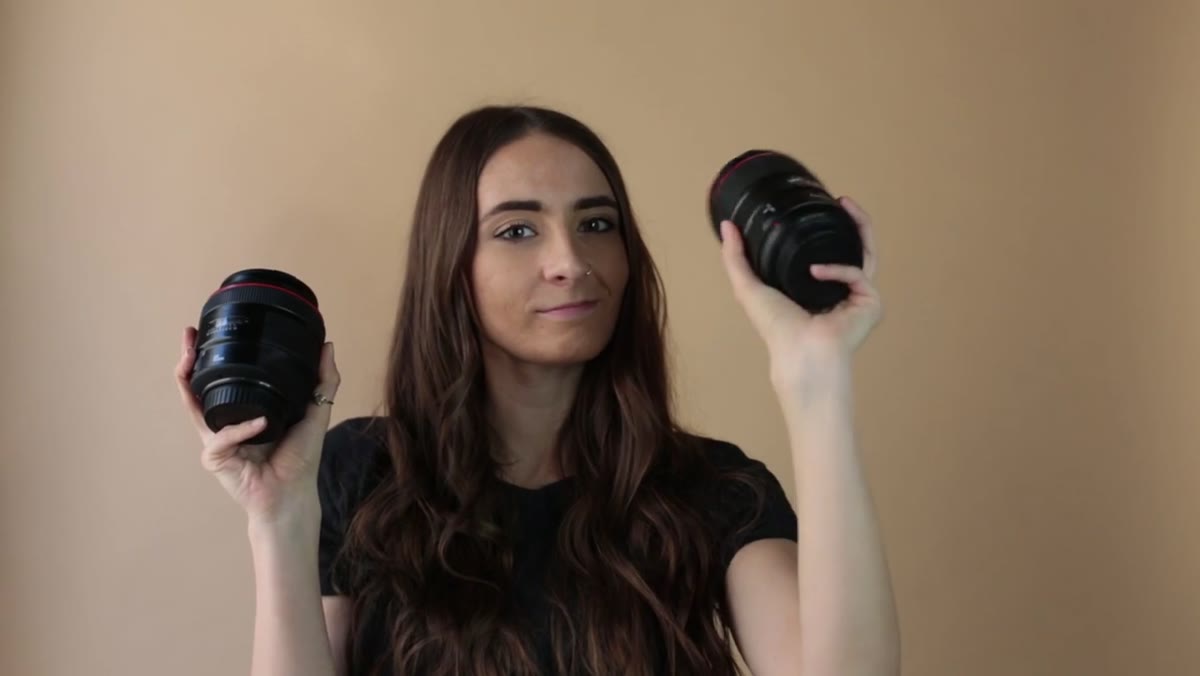 Canon 35mm and 85mm lenses shown together