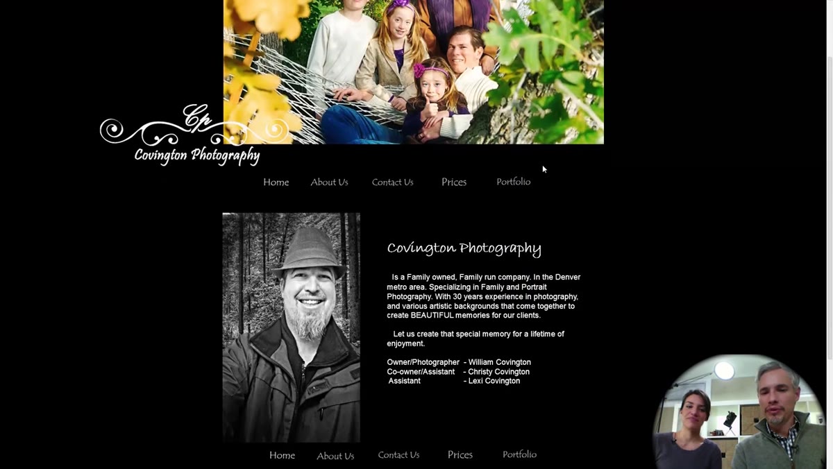 Photographer&rsquo;s headshot displayed on homepage with friendly expression