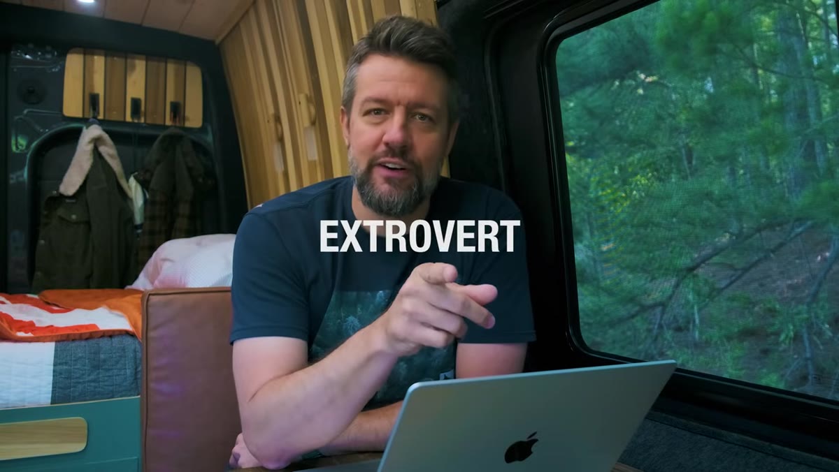 Mark describing the extrovert vs introvert question on camera