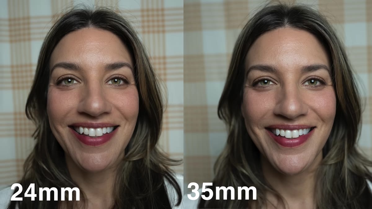Side-by-side comparison of 35mm vs 24mm portrait shots
