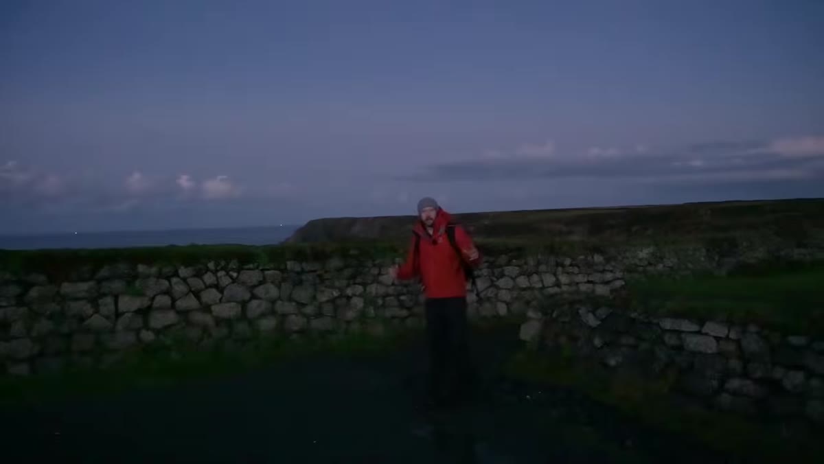 Danson arriving at Gannet&rsquo;s Cove with sunrise light visible