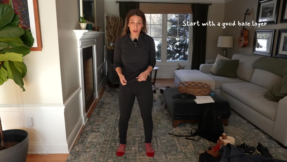 Merino wool base layer being shown close to camera