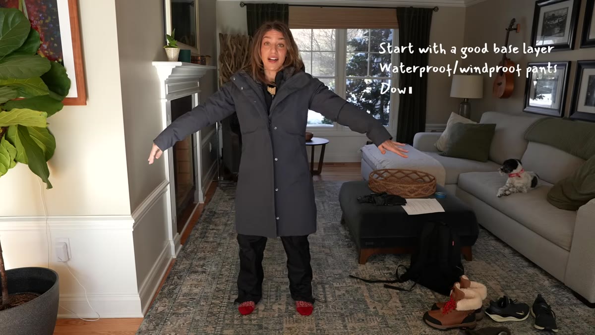 Down parka with removable waterproof outer shell shown on camera