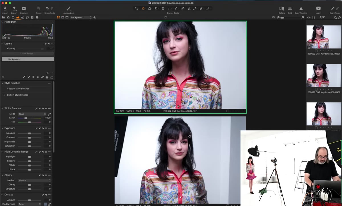 Side-by-side comparison of 35mm and 70mm portrait frames